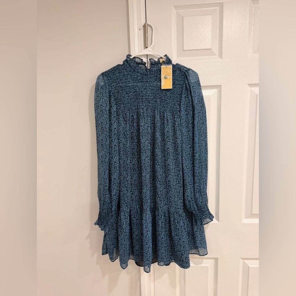 Blue Long Sleeve Dress